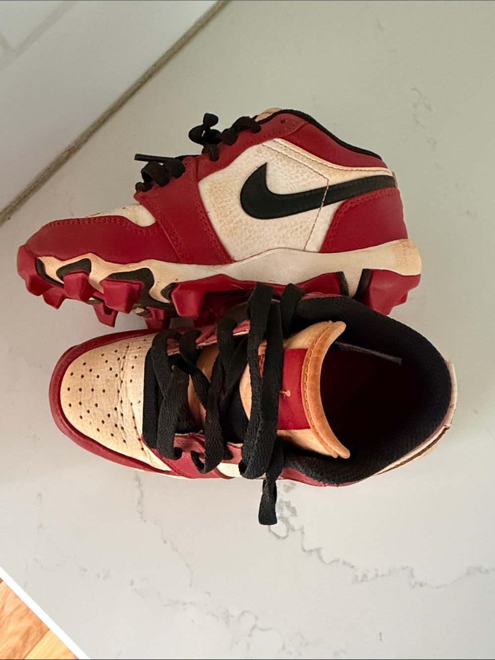Nike Kids Red, White & Black Cleat Sneakers